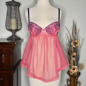 Victoria’s Secret Sexy‎ Little Things Sheer Pink Baby Doll Slip Size 34C